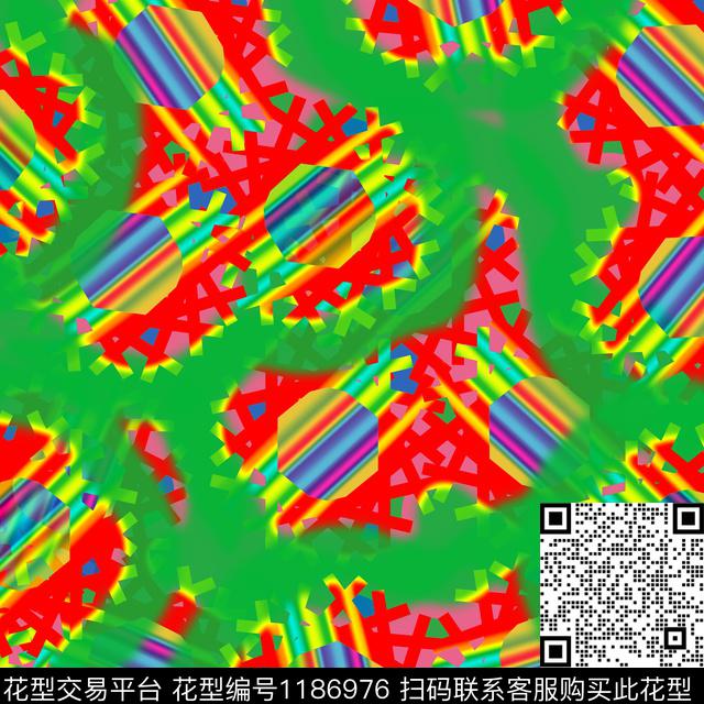 炫彩几何抽象数码印花华亿平台下载（图片编号: 1186976） - 瓦栏（Walan）