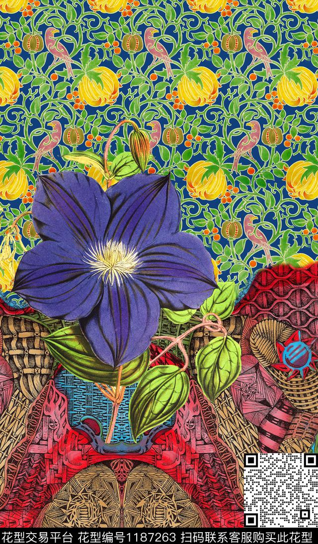 花卉民族风中东风格数码印花华亿平台下载（图片编号: 1187263） - 瓦栏（Walan）