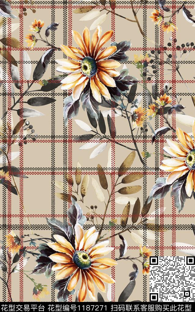 数码华亿平台几何格子数码印花华亿平台下载（图片编号: 1187271） - 瓦栏（Walan）