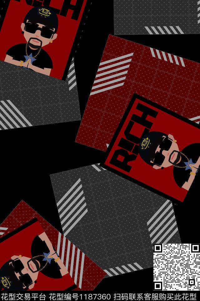 男装卡通趣味数码印花华亿平台下载（图片编号: 1187360） - 瓦栏（Walan）