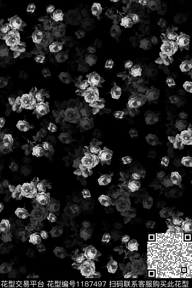 女装满版散花花卉数码印花华亿平台下载（图片编号: 1187497） - 瓦栏（Walan）