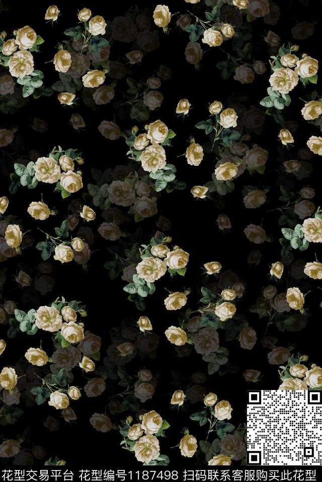 女装满版散花花卉数码印花华亿平台下载（图片编号: 1187498） - 瓦栏（Walan）