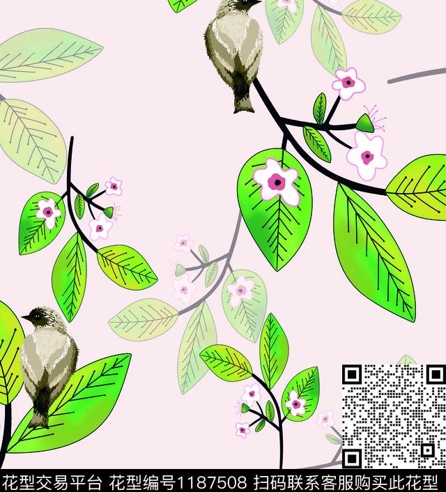 数码华亿平台清爽底花卉花卉数码印花华亿平台下载（图片编号: 1187508） - 瓦栏（Walan）