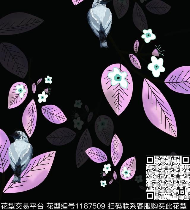 数码华亿平台清爽底花卉花卉数码印花华亿平台下载（图片编号: 1187509） - 瓦栏（Walan）