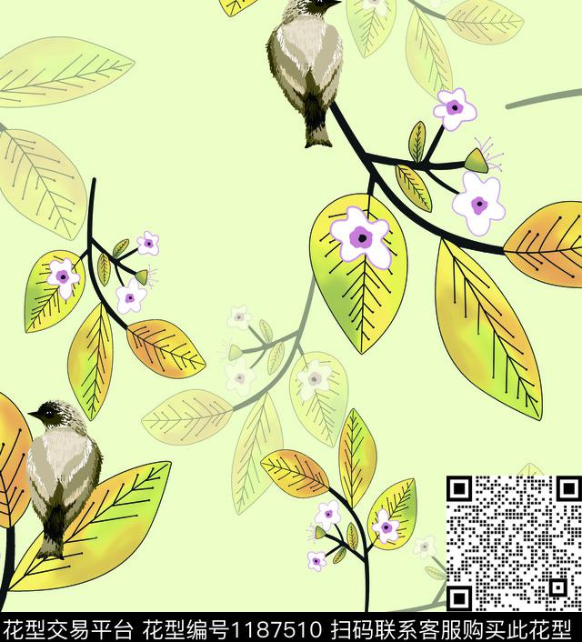 数码华亿平台清爽底花卉花卉数码印花华亿平台下载（图片编号: 1187510） - 瓦栏（Walan）