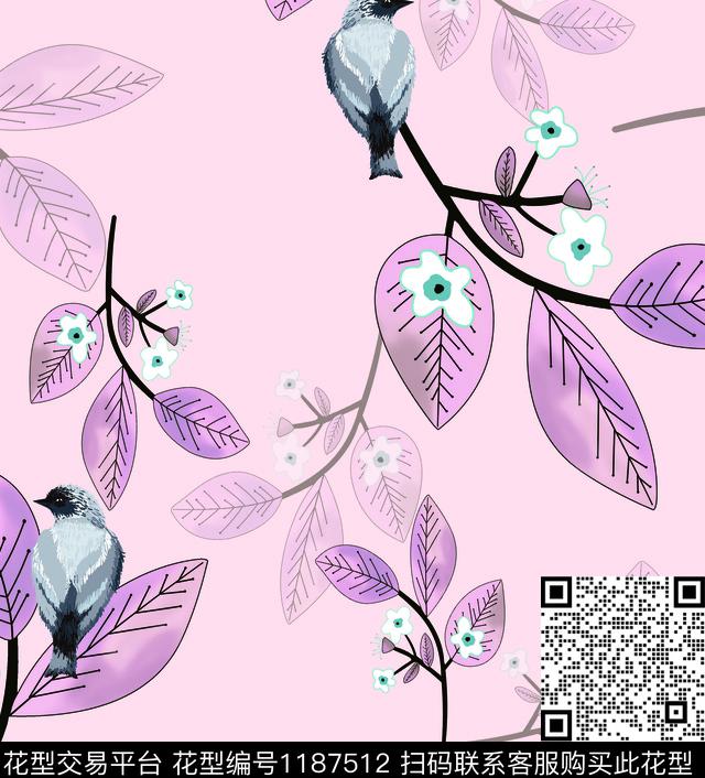 数码华亿平台清爽底花卉花卉数码印花华亿平台下载（图片编号: 1187512） - 瓦栏（Walan）