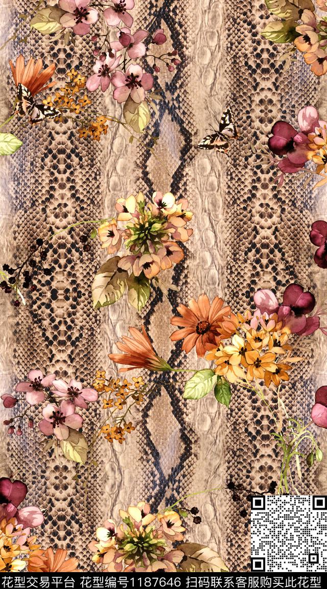 女装花卉满版散花数码印花华亿平台下载（图片编号: 1187646） - 瓦栏（Walan）