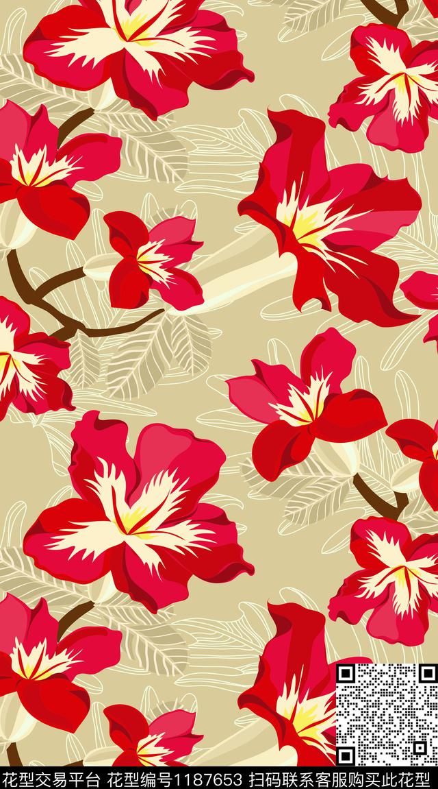女装花卉满版散花数码印花华亿平台下载（图片编号: 1187653） - 瓦栏（Walan）
