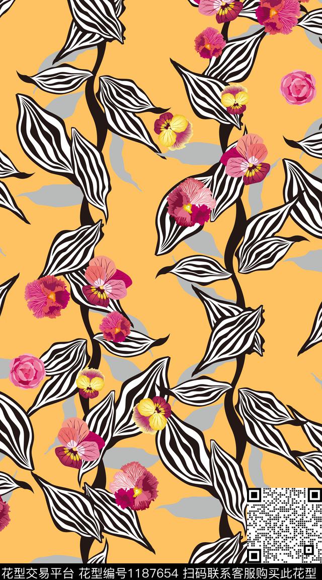 女装花卉满版散花数码印花华亿平台下载（图片编号: 1187654） - 瓦栏（Walan）