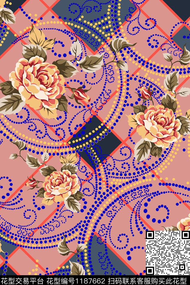 几何花卉印花传统印花华亿平台下载（图片编号: 1187662） - 瓦栏（Walan）
