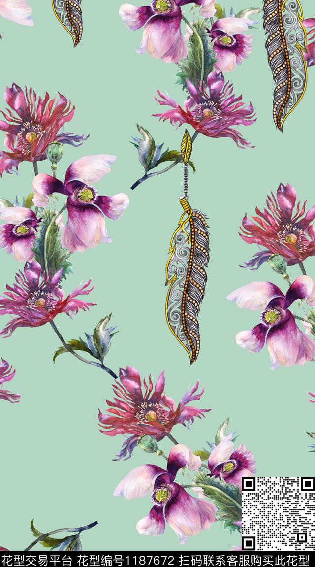 女装花卉满版散花数码印花华亿平台下载（图片编号: 1187672） - 瓦栏（Walan）