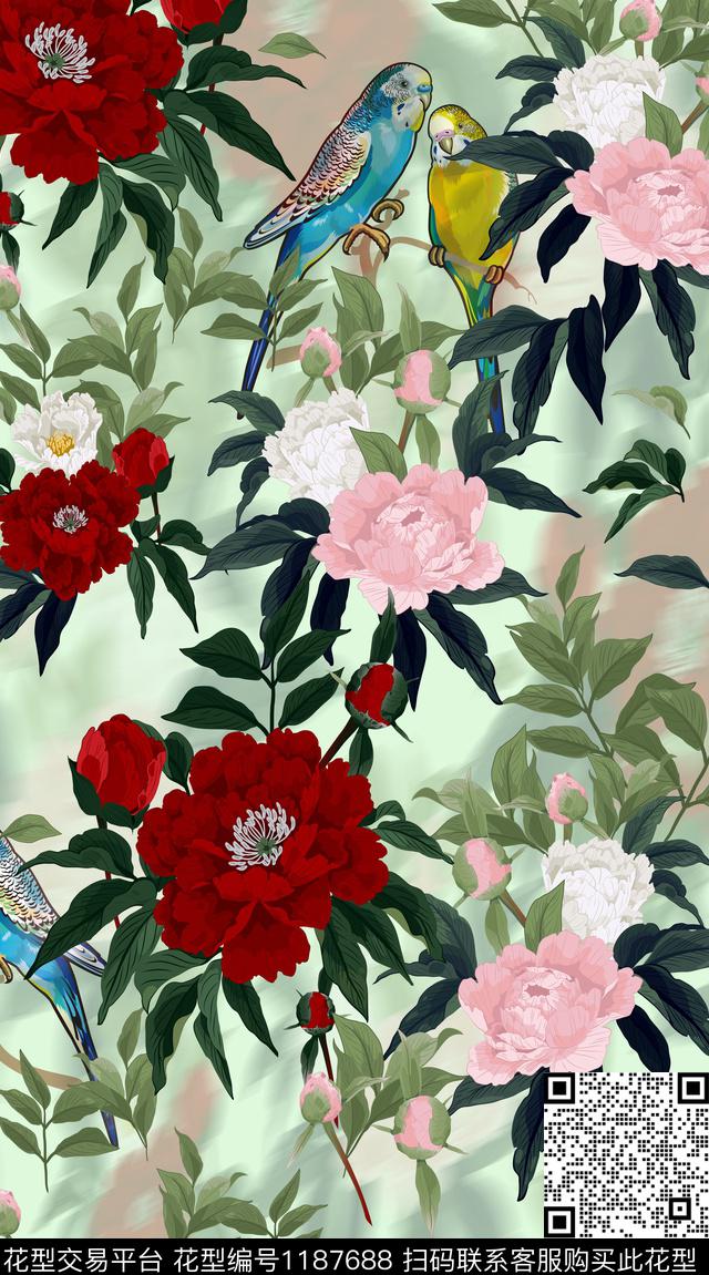 女装花卉满版散花数码印花华亿平台下载（图片编号: 1187688） - 瓦栏（Walan）