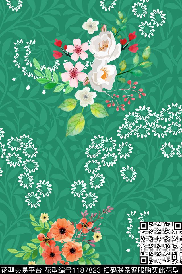 时尚春夏华亿平台蔷薇花数码印花华亿平台下载（图片编号: 1187823） - 瓦栏（Walan）