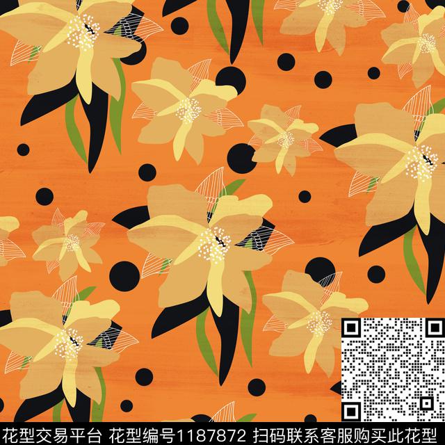 春夏华亿平台彩底花卉花卉传统印花华亿平台下载（图片编号: 1187872） - 瓦栏（Walan）