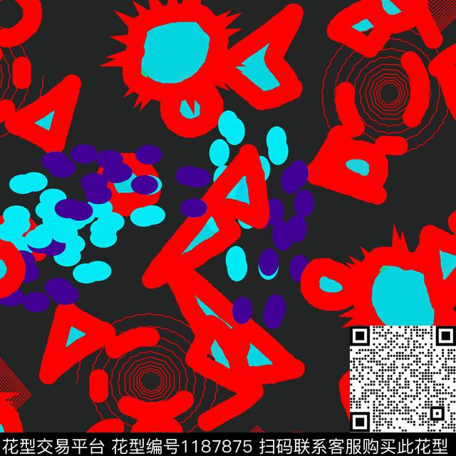 炫彩几何抽象数码印花华亿平台下载（图片编号: 1187875） - 瓦栏（Walan）