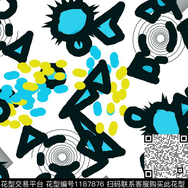 炫彩几何抽象传统印花华亿平台下载（图片编号: 1187876） - 瓦栏（Walan）