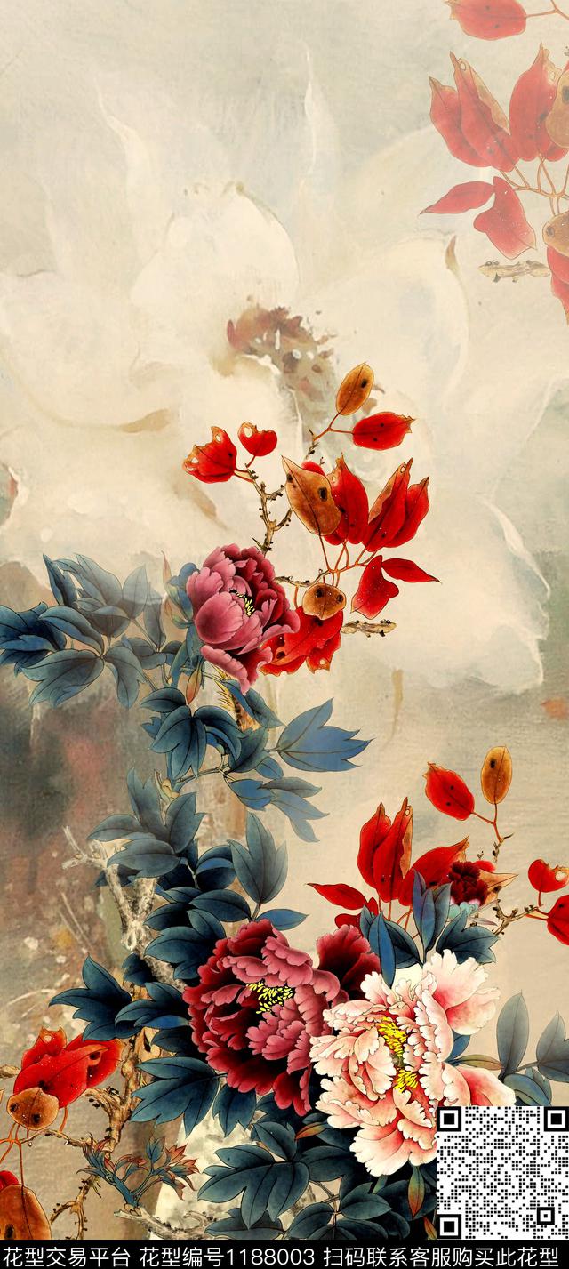 数码华亿平台中国风定位花定位花数码印花华亿平台下载（图片编号: 1188003） - 瓦栏（Walan）