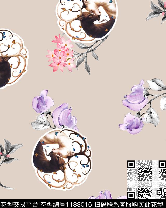 数码华亿平台清爽底花卉花卉数码印花华亿平台下载（图片编号: 1188016） - 瓦栏（Walan）