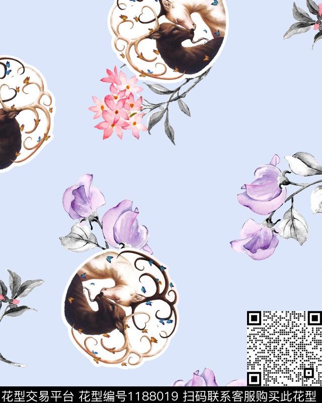 数码华亿平台清爽底花卉花卉数码印花华亿平台下载（图片编号: 1188019） - 瓦栏（Walan）