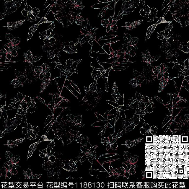 女装抽象抽象花卉数码印花华亿平台下载（图片编号: 1188130） - 瓦栏（Walan）