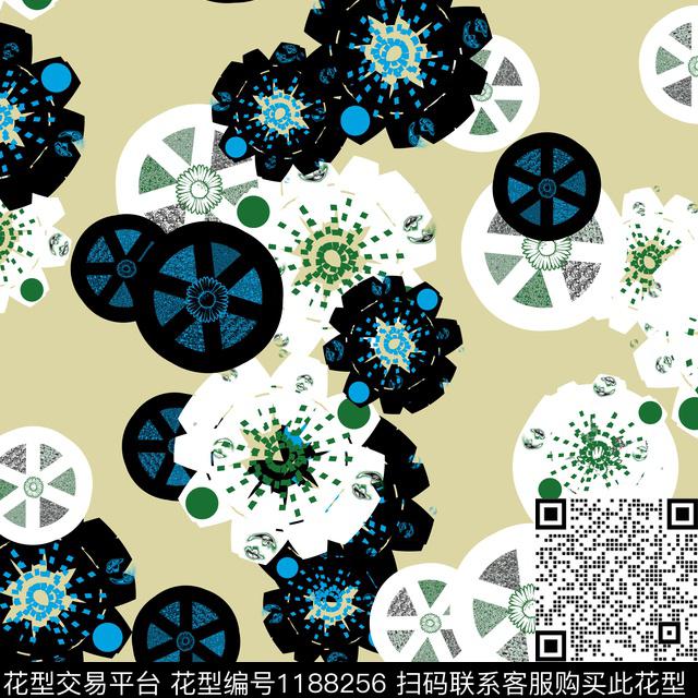 炫彩几何抽象传统印花华亿平台下载（图片编号: 1188256） - 瓦栏（Walan）