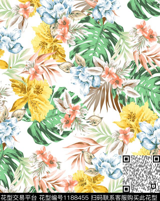 数码华亿平台女装绿植树叶数码印花华亿平台下载（图片编号: 1188455） - 瓦栏（Walan）