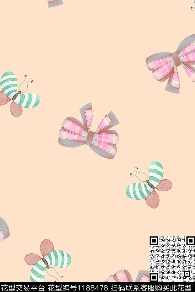 春夏华亿平台蝴蝶蝴蝶结数码印花华亿平台下载（图片编号: 1188478） - 瓦栏（Walan）