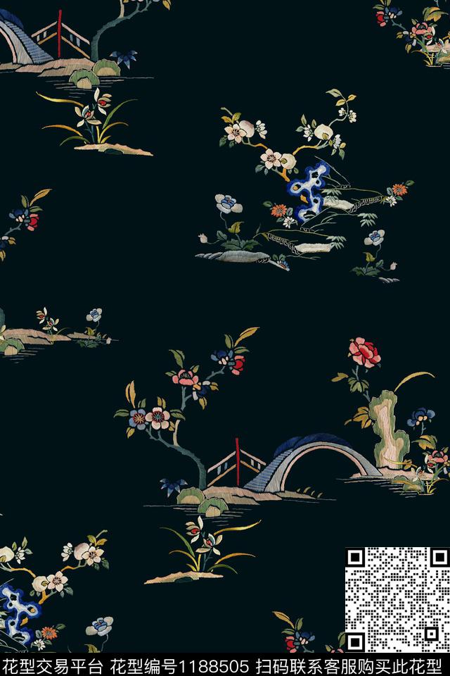 绣花华亿平台大牌风旗袍数码印花华亿平台下载（图片编号: 1188505） - 瓦栏（Walan）