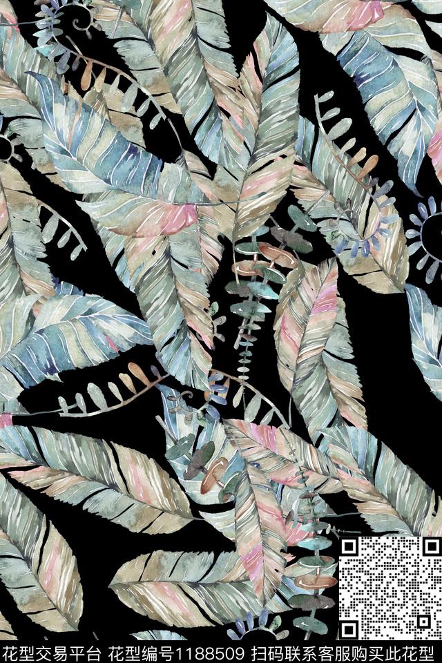 时尚树枝女装数码印花华亿平台下载（图片编号: 1188509） - 瓦栏（Walan）