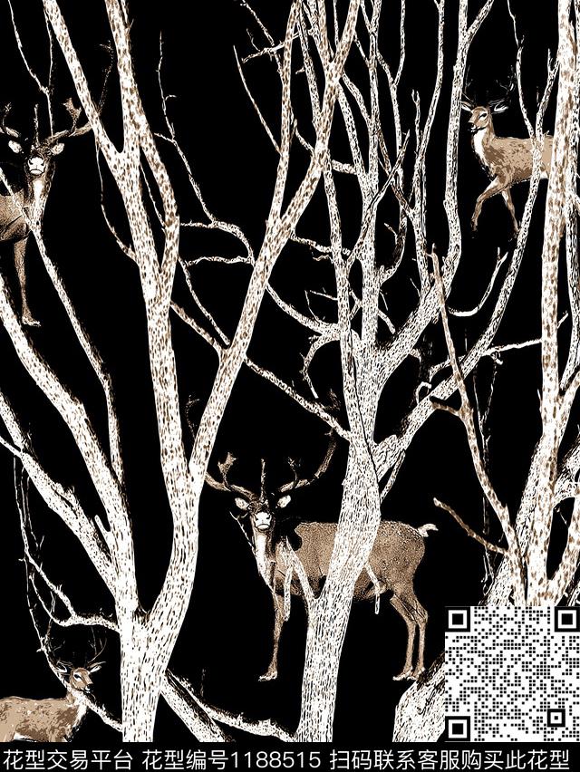 鹿树枝潮牌传统印花华亿平台下载（图片编号: 1188515） - 瓦栏（Walan）