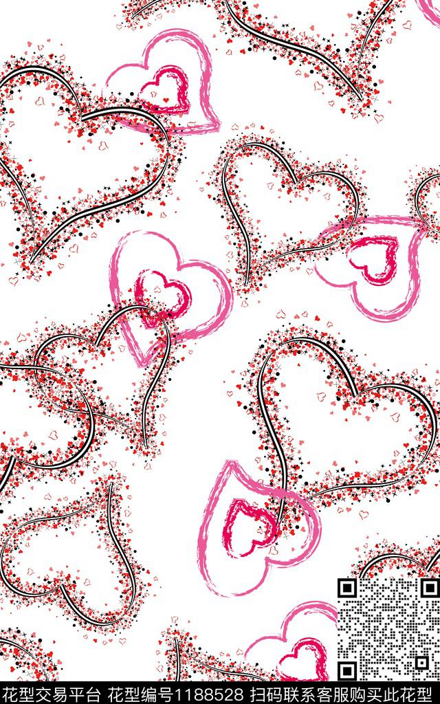 粉红心星心星大牌风数码印花华亿平台下载（图片编号: 1188528） - 瓦栏（Walan）