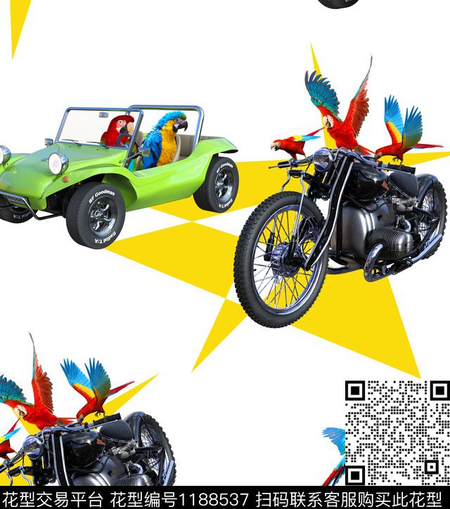 清爽底花卉鹦鹉汽车数码印花华亿平台下载（图片编号: 1188537） - 瓦栏（Walan）