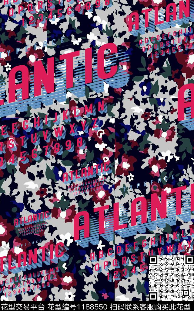 字母几何卡通数码印花华亿平台下载（图片编号: 1188550） - 瓦栏（Walan）