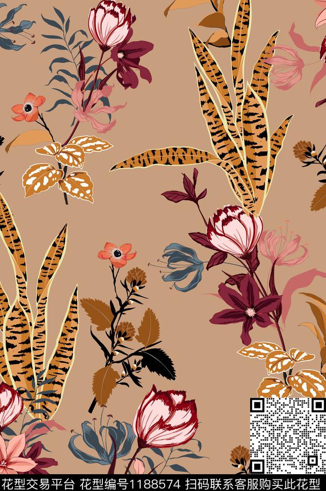 女装家居服花卉传统印花华亿平台下载（图片编号: 1188574） - 瓦栏（Walan）