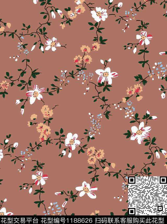 花卉小碎花抽象花卉传统印花华亿平台下载（图片编号: 1188626） - 瓦栏（Walan）
