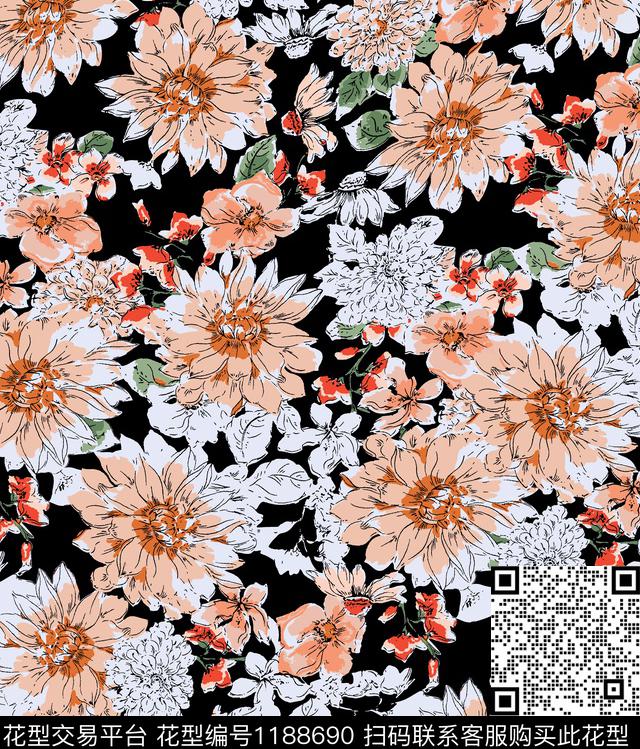 数码华亿平台花卉小碎花数码印花华亿平台下载（图片编号: 1188690） - 瓦栏（Walan）