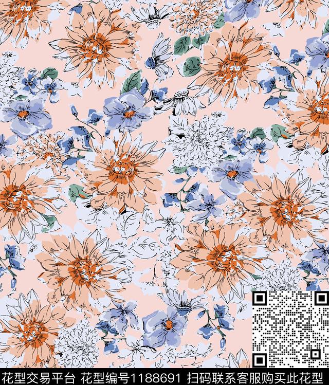 数码华亿平台花卉小碎花数码印花华亿平台下载（图片编号: 1188691） - 瓦栏（Walan）
