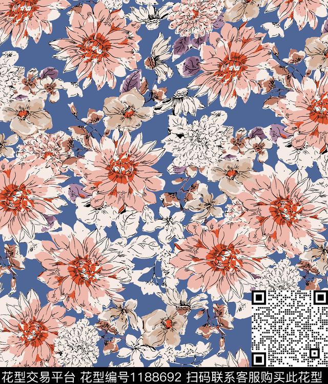 数码华亿平台花卉小碎花传统印花华亿平台下载（图片编号: 1188692） - 瓦栏（Walan）