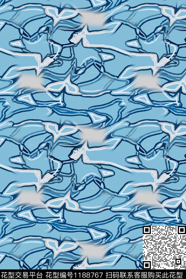 几何抽象艺术迷彩传统印花华亿平台下载（图片编号: 1188767） - 瓦栏（Walan）