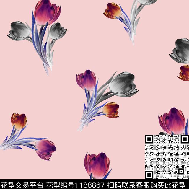 数码华亿平台花卉大牌风数码印花华亿平台下载（图片编号: 1188867） - 瓦栏（Walan）