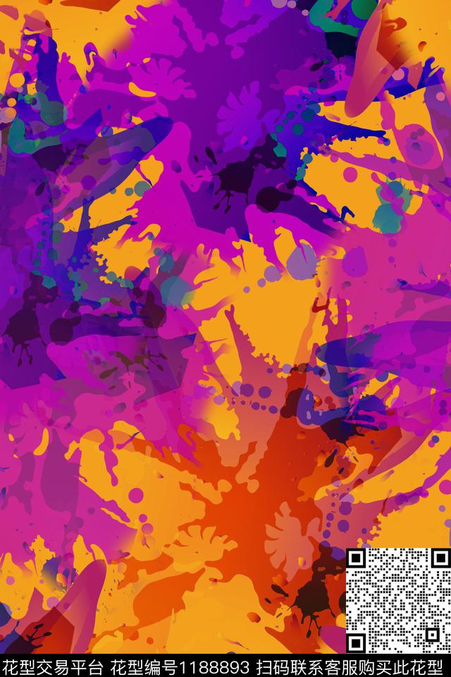 抽象花卉艺术彩绘艺术迷彩数码印花华亿平台下载（图片编号: 1188893） - 瓦栏（Walan）