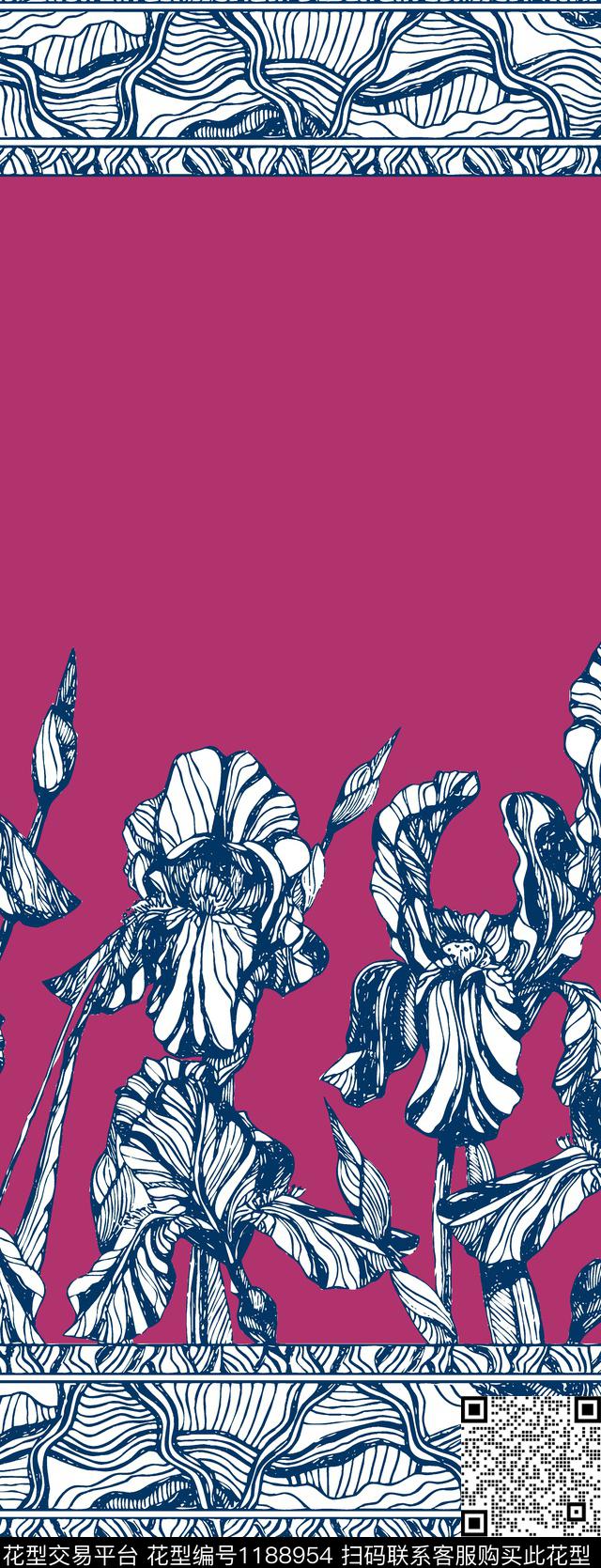大牌风抽象花卉秋冬华亿平台传统印花华亿平台下载（图片编号: 1188954） - 瓦栏（Walan）
