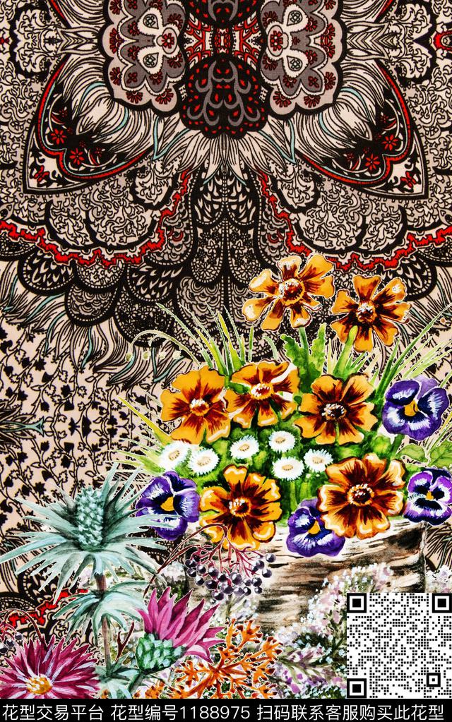 春夏华亿平台数码华亿平台定位花数码印花华亿平台下载（图片编号: 1188975） - 瓦栏（Walan）