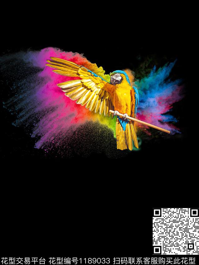 清爽底花卉鹦鹉定位花数码印花华亿平台下载（图片编号: 1189033） - 瓦栏（Walan）