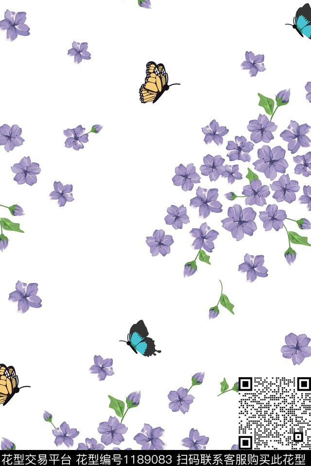 春夏华亿平台清爽底花卉花卉数码印花华亿平台下载（图片编号: 1189083） - 瓦栏（Walan）