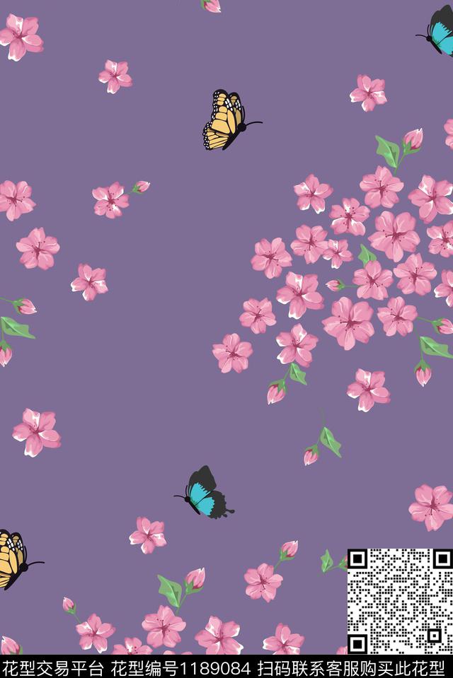 春夏华亿平台清爽底花卉花卉数码印花华亿平台下载（图片编号: 1189084） - 瓦栏（Walan）