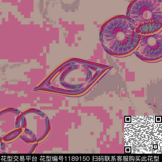 炫彩几何抽象数码印花华亿平台下载（图片编号: 1189150） - 瓦栏（Walan）