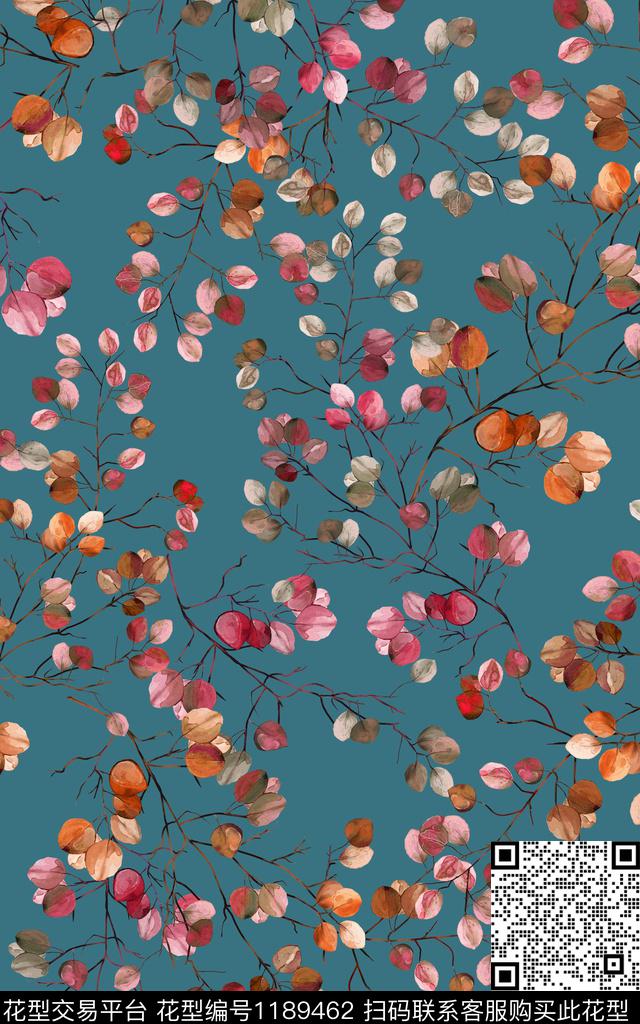 数码华亿平台手绘花卉数码印花华亿平台下载（图片编号: 1189462） - 瓦栏（Walan）