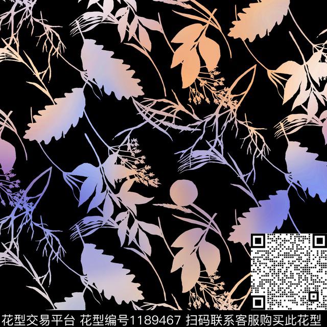 抽象花卉绿植树叶数码印花华亿平台下载（图片编号: 1189467） - 瓦栏（Walan）