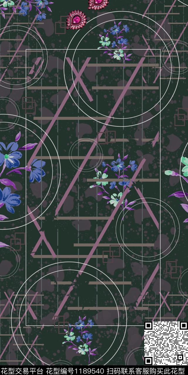 女装几何花卉数码印花华亿平台下载（图片编号: 1189540） - 瓦栏（Walan）